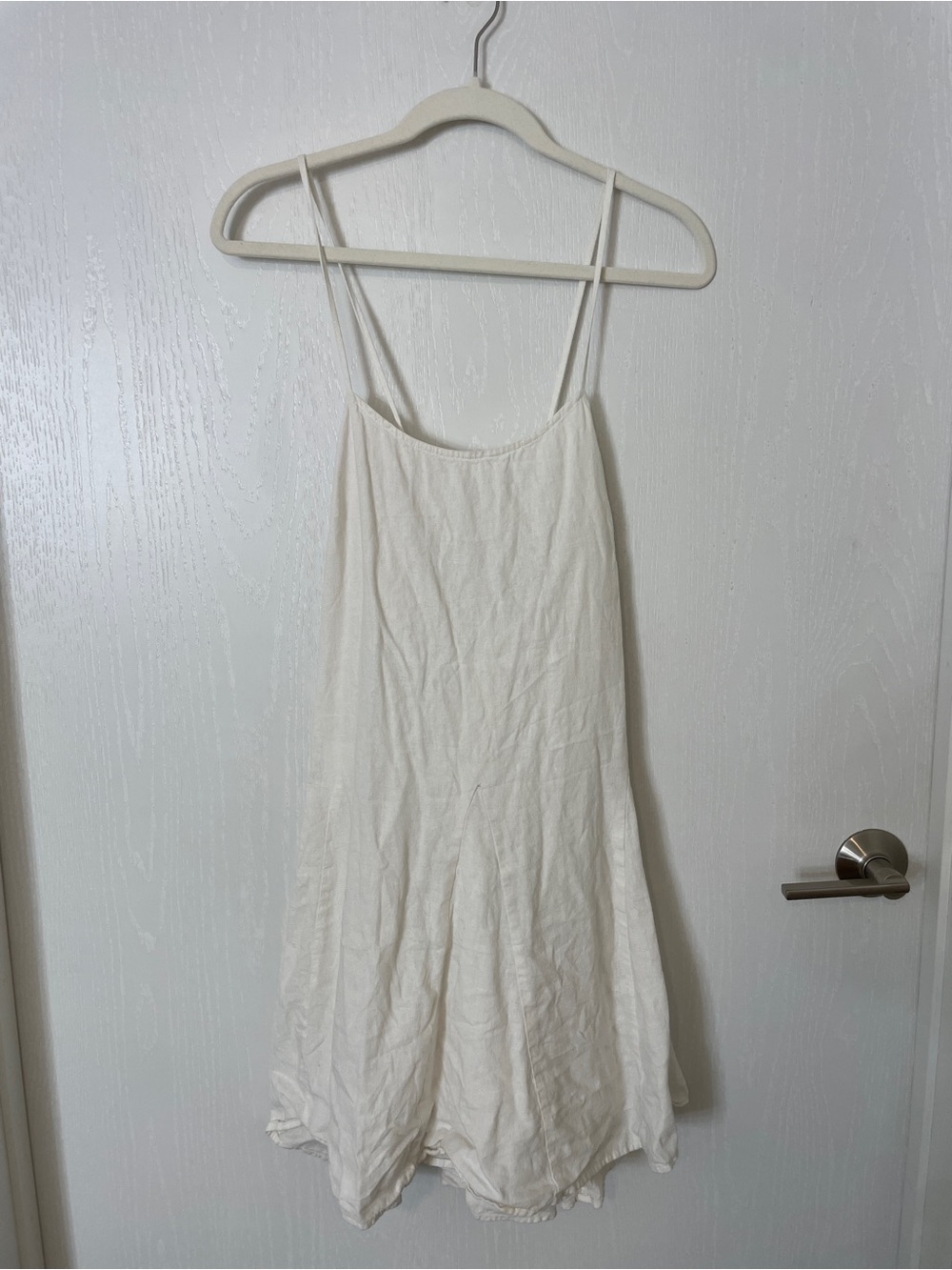 Women's Linen White Flowy Dress with Spaghetti Straps
